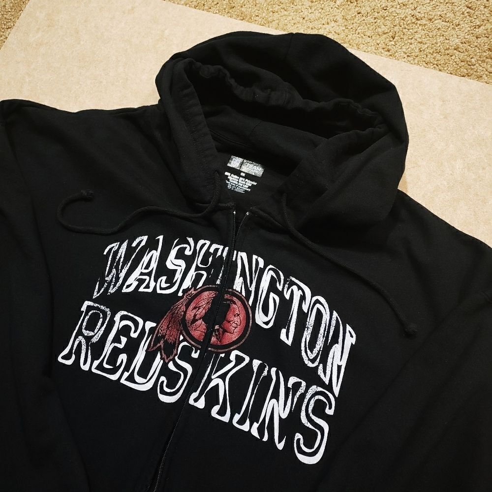 NFL Washington Redskins Long Sleeve Zip Up Fleece Black Hoodie -C